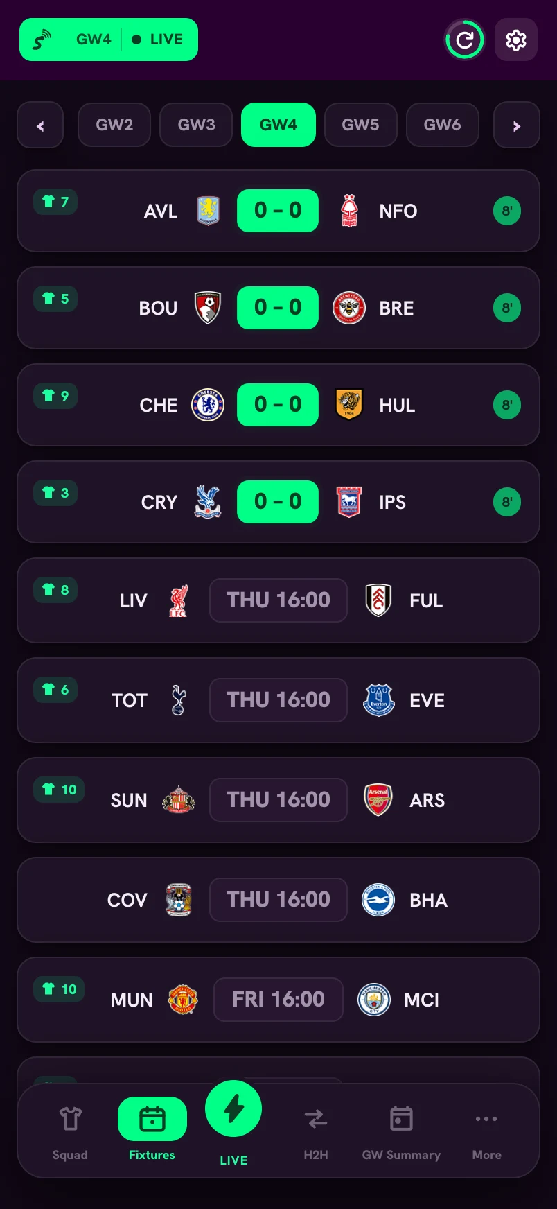 Live fixtures and scores in stefPL